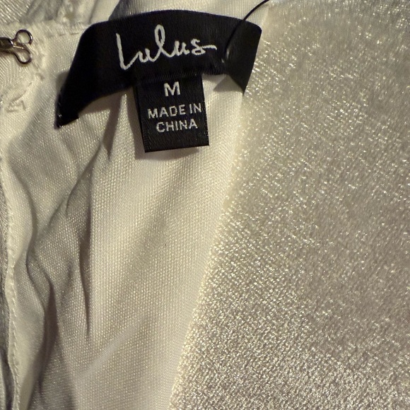 Lulus Medium White Cotton Eyelet Fringe Tulip Midi Dress - Picture 10 of 11